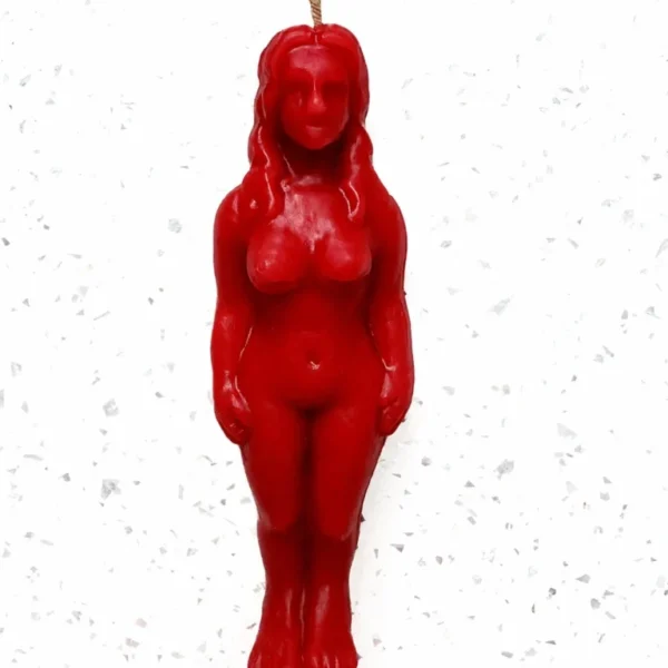 Świeca Figuralna Czerwona Kobieta – naturalna świeca rytualna z wosku 12 cm