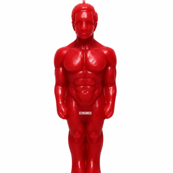 Świeca Figuralna Czerwona Mężczyzna – naturalna świeca rytualna z wosku 12 cm